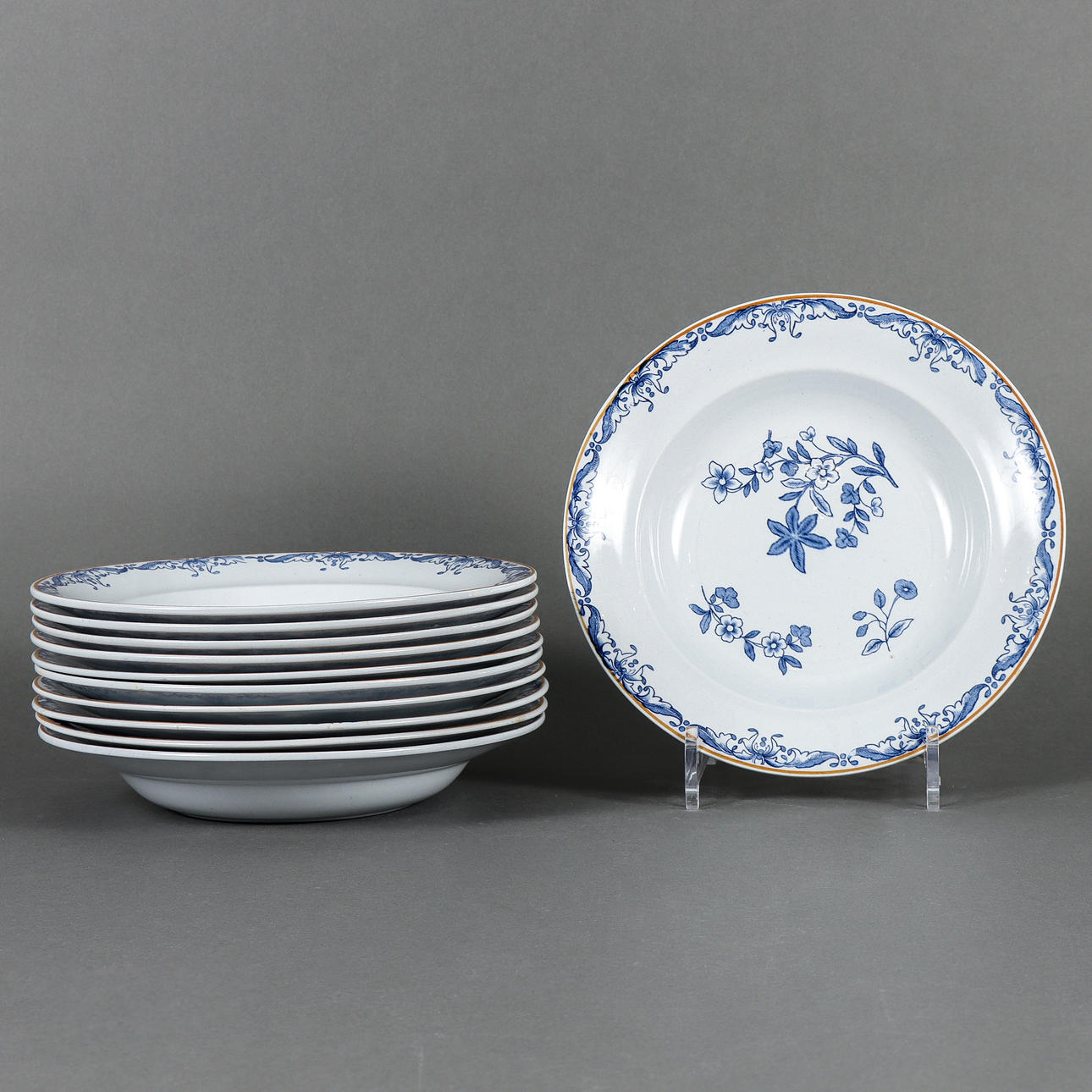 PLATES 11 pieces deep, Rörstrand Ostindia.