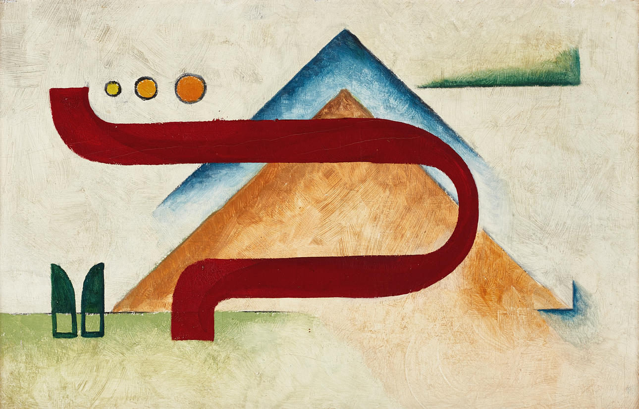 UNKNOWN ARTIST (mid 20th century). Constructivist composition, oil on canvas.