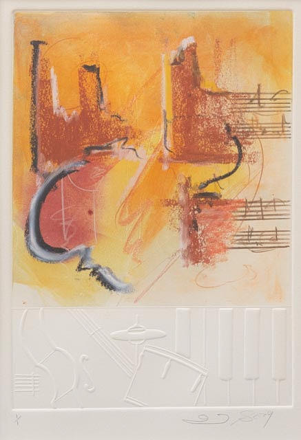 JOSEPH BORG. Composition, etching, signed.