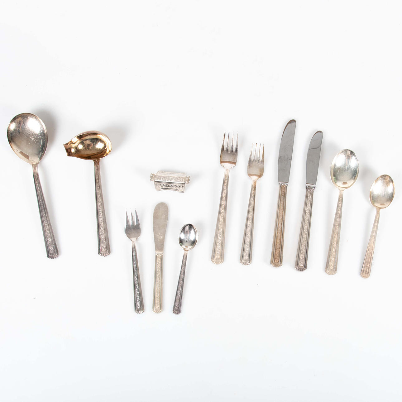 CUTLERY set, nickel silver, 107 pieces.