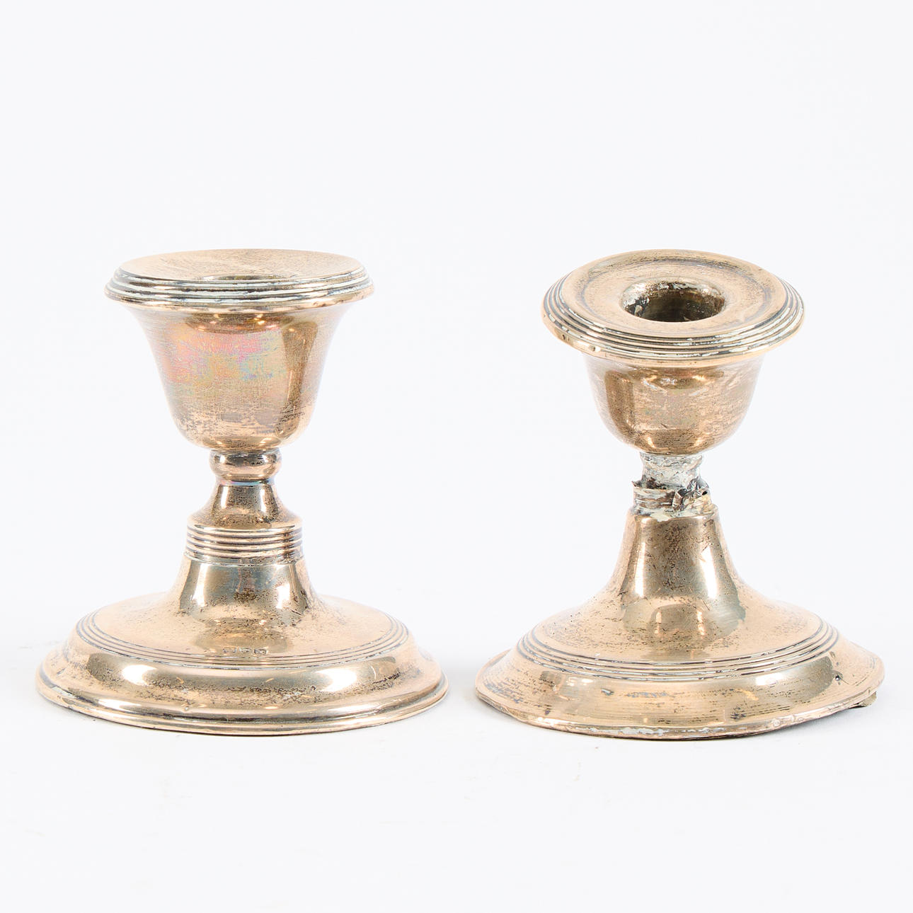 CANDLESTICKS, a pair, silver, England, early 20th century.