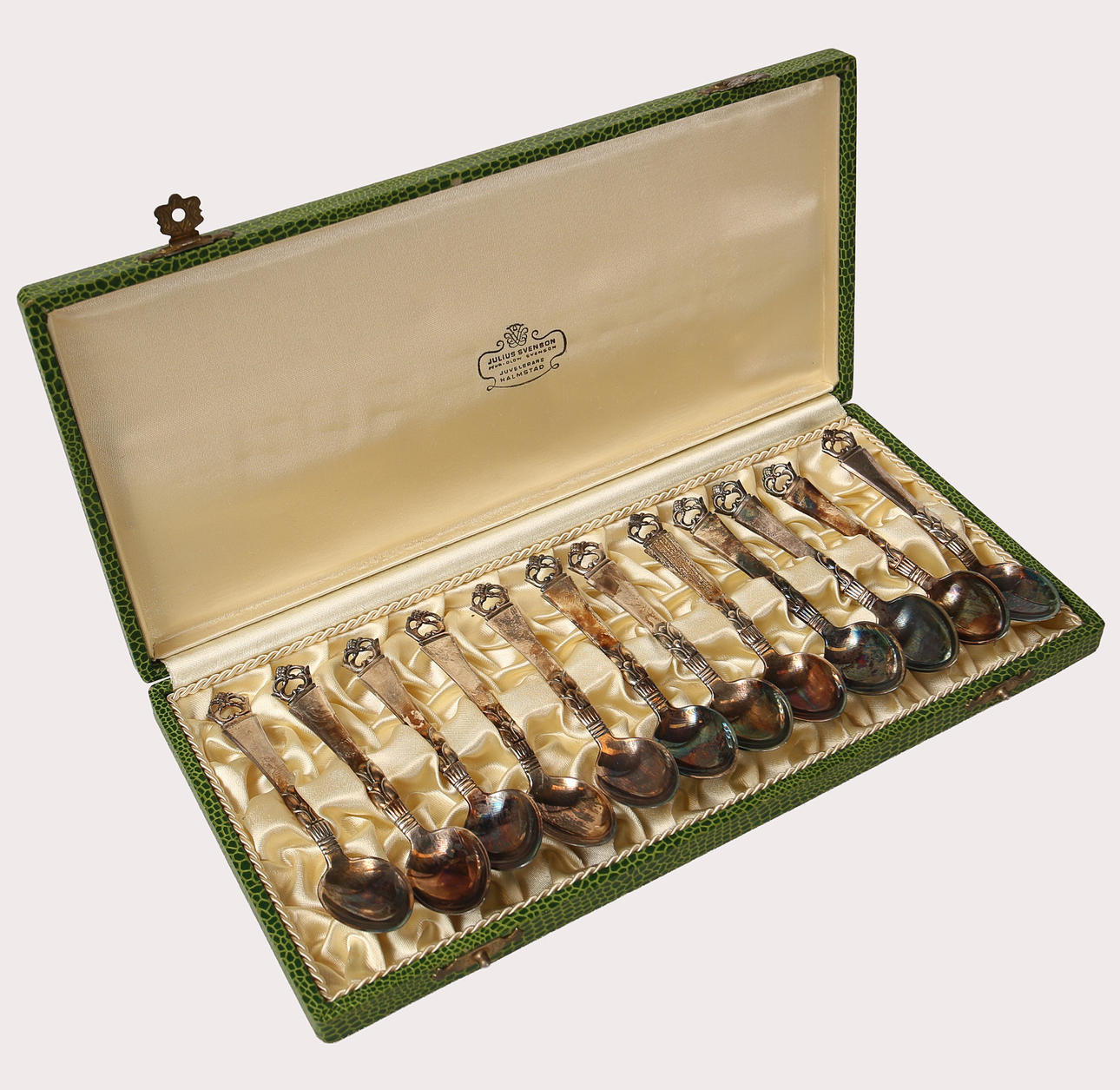 COFFEE SPOONS, silver, 12 pieces in case.