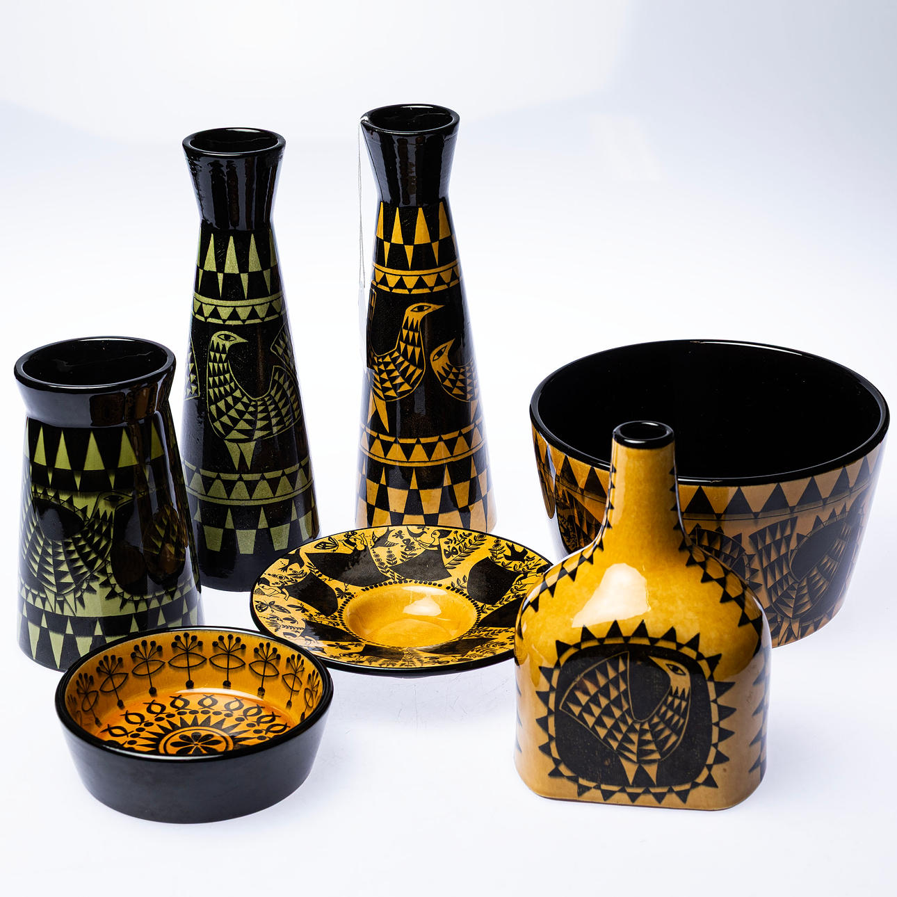 A 'Beppo' seven-piece ceramic from Rörstrand, 1950s/60s.