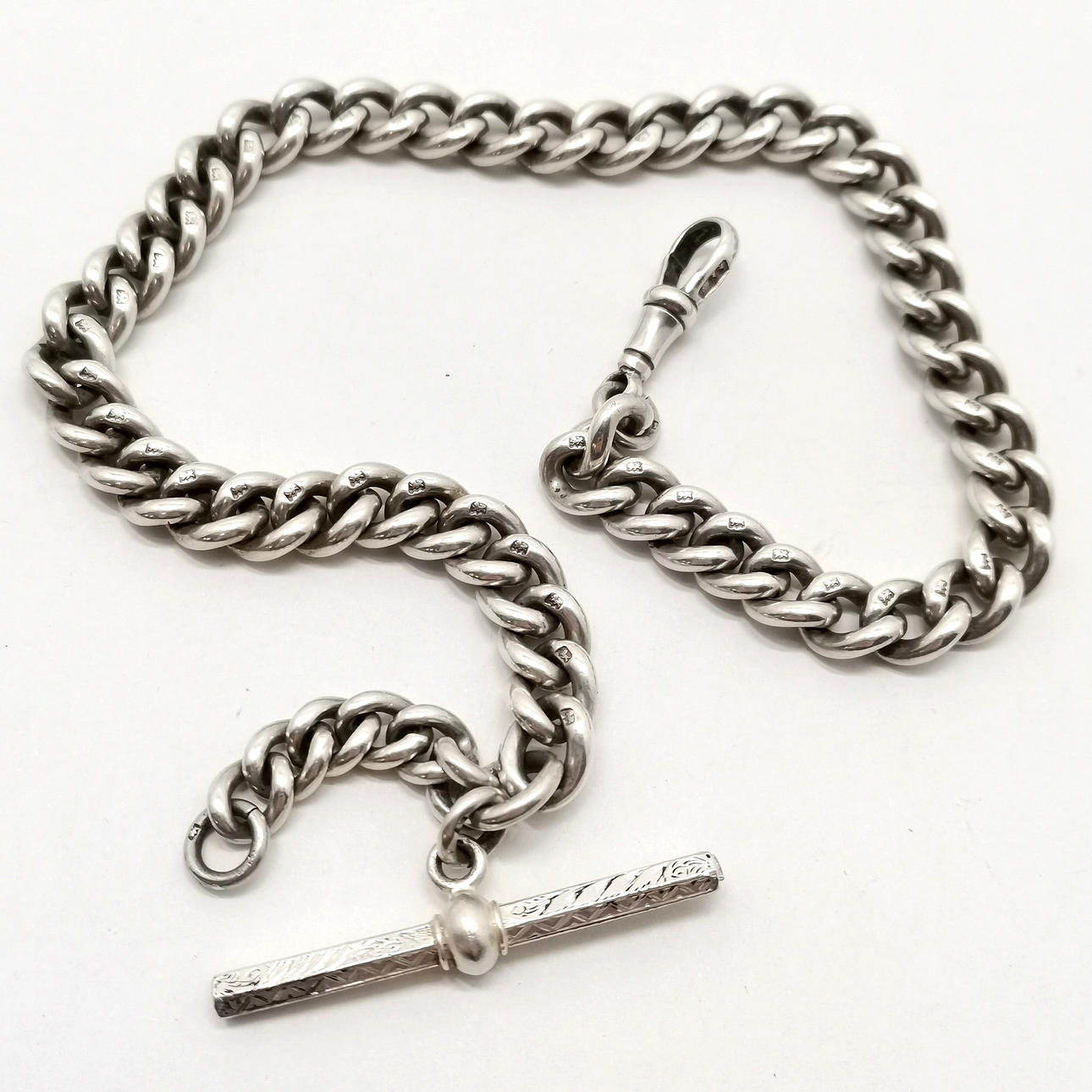 ANTIQUE SILVER HEAVY GAUGE ALBERT CHAIN.