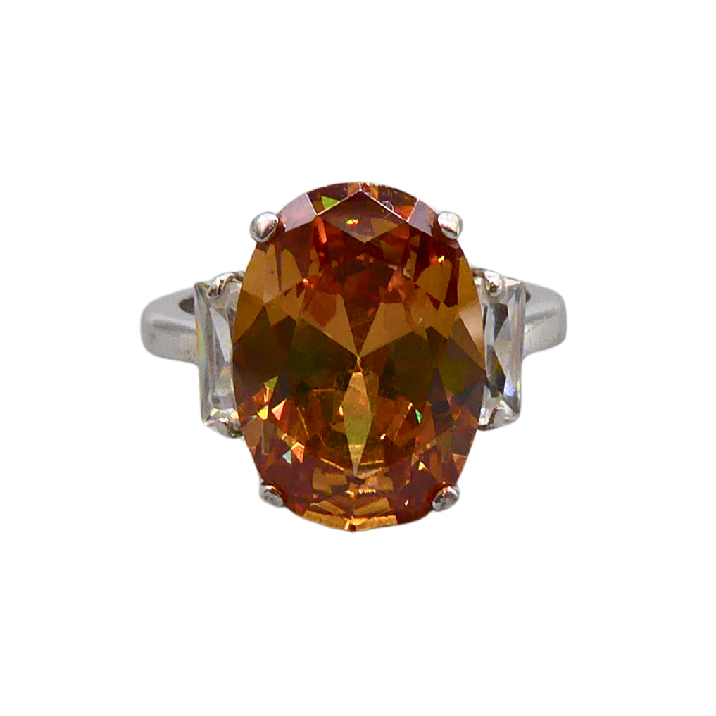 925 SILVER - RING WITH NATURAL GEMSTONE, FACETED.