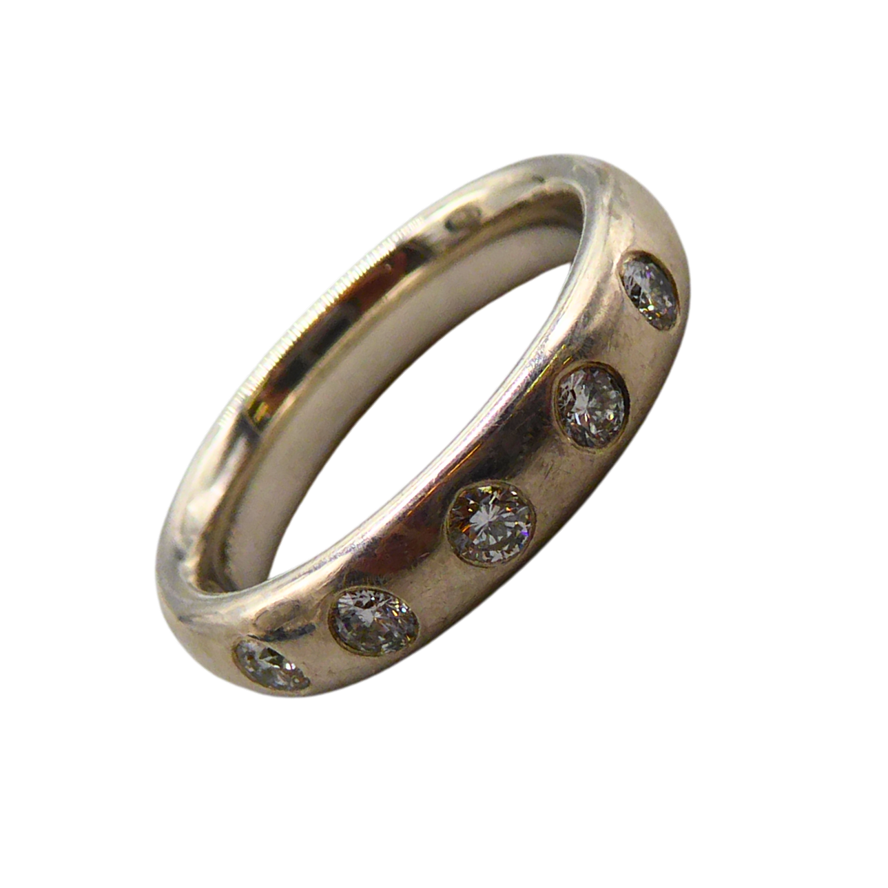 925 SILVER - RING WITH 5 BRILLIANTS, TOGETHER CA. 0.5 CT.