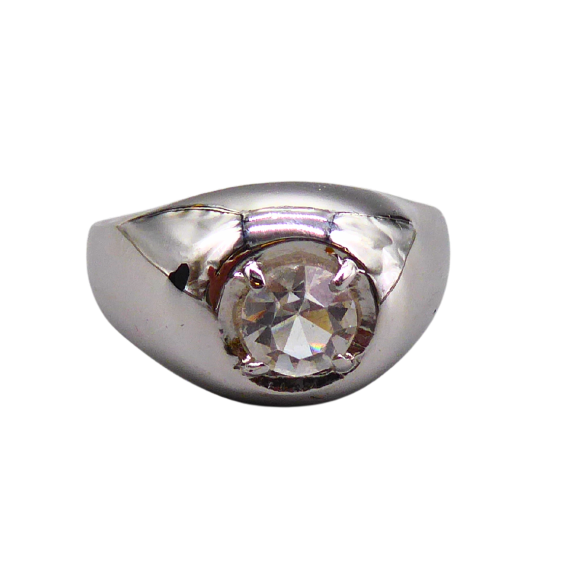 925 SILVER RING SET WITH FACETED ZIRCONIA.