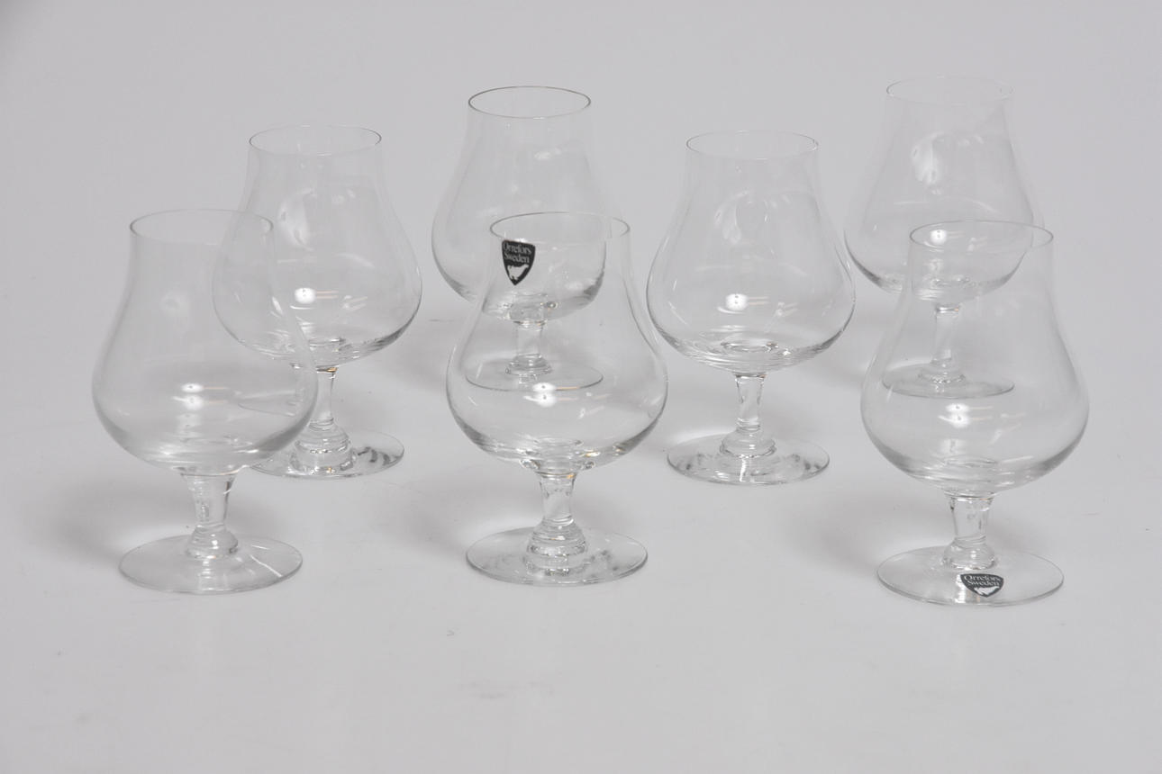 COGNACSKUPOR, 7 st Orrefors.