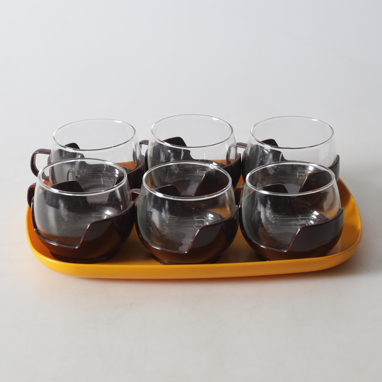 A 1970's glass and plastic camping set.