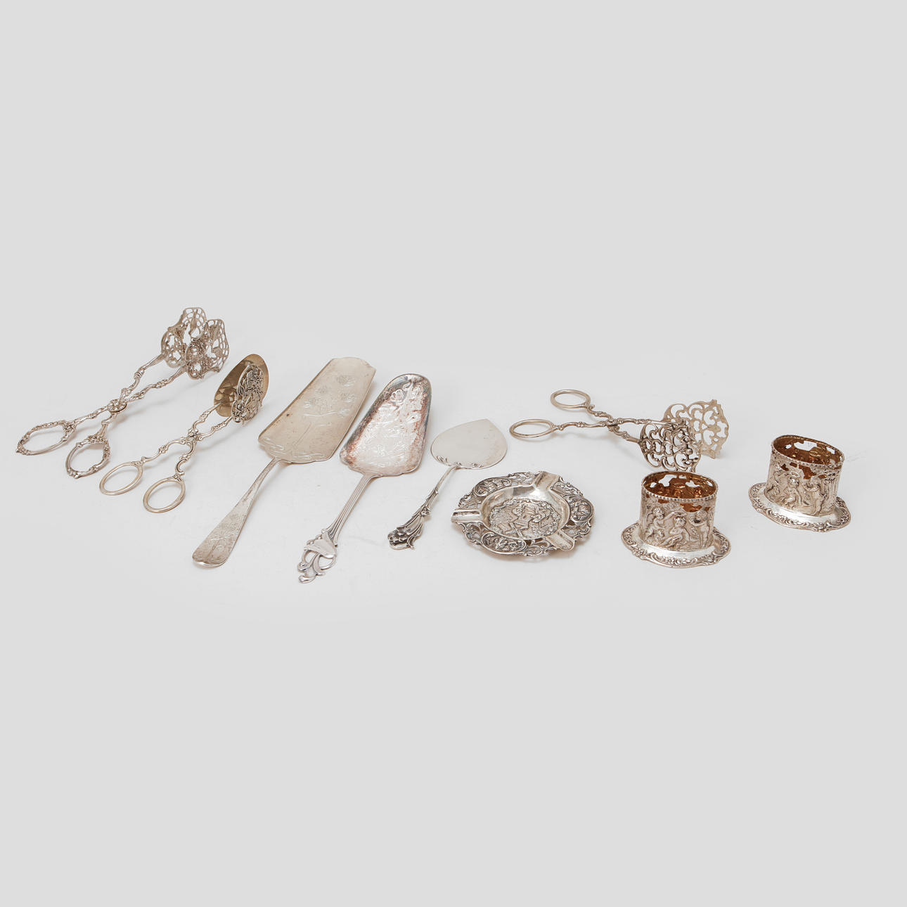 SILVER OBJECTS, 9 pieces, weight 360 grams.