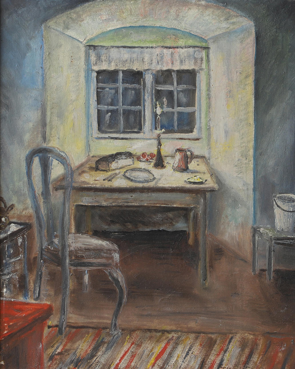 ERIC S. NILSSON. Interior, oil on panel, signed.