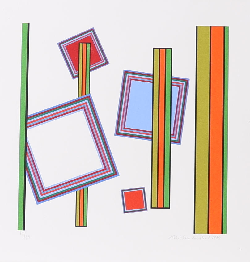 PETER FREUDENTHAL. Lithograph in colours, composition, 79/83, signed and dated 1984.