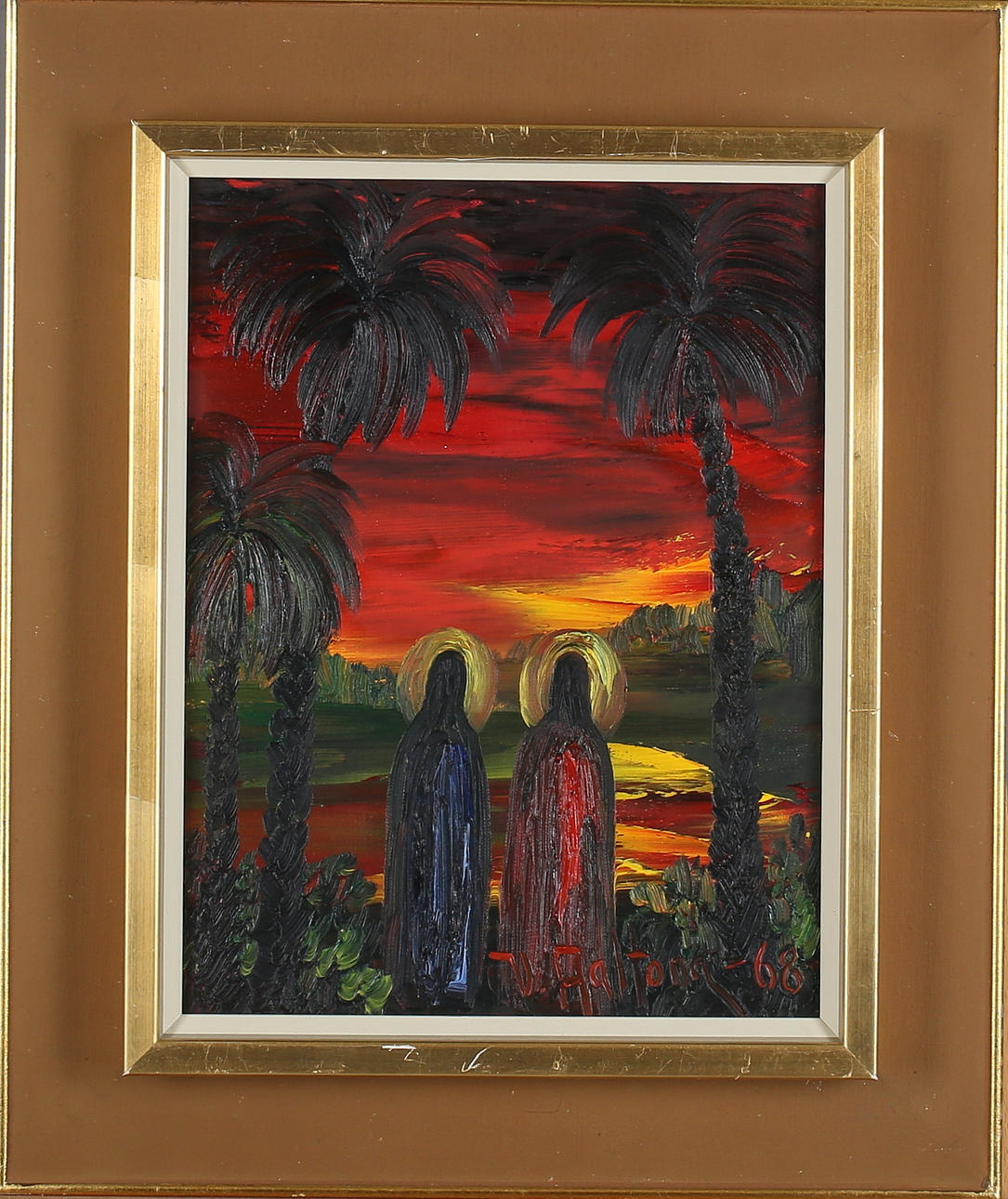 VEIKKO AALTONA. Religöst motiv, olja på duk, signerad samt daterad -68.