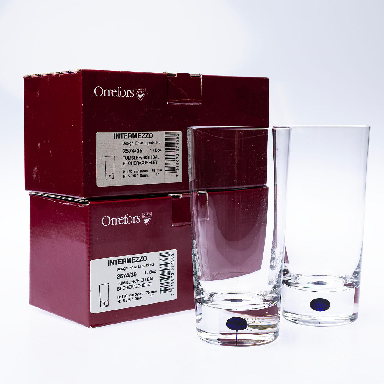 ERIKA LAGERBIELKE. Highball, 7pcs, “Intermezzo”, Orrefors.