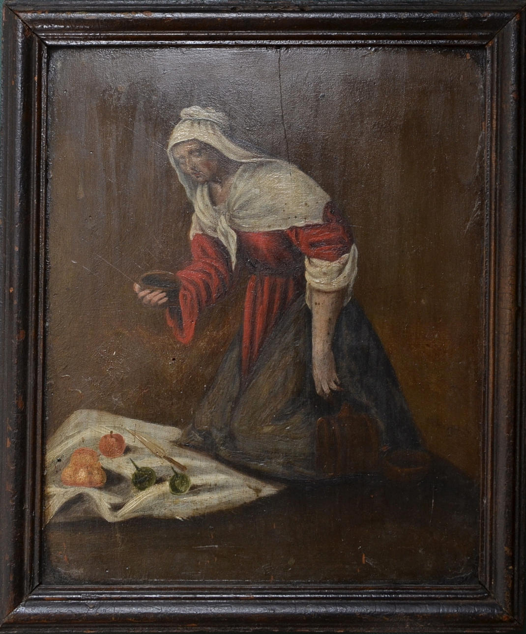 OKÄND KONSTNÄR. Olja på pannå, omkring år 1800.