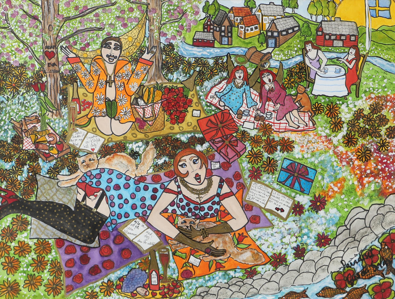 OIDENTIFIERAD KONSTNÄR. “Paradise”, mixed media, indistinctly signed.