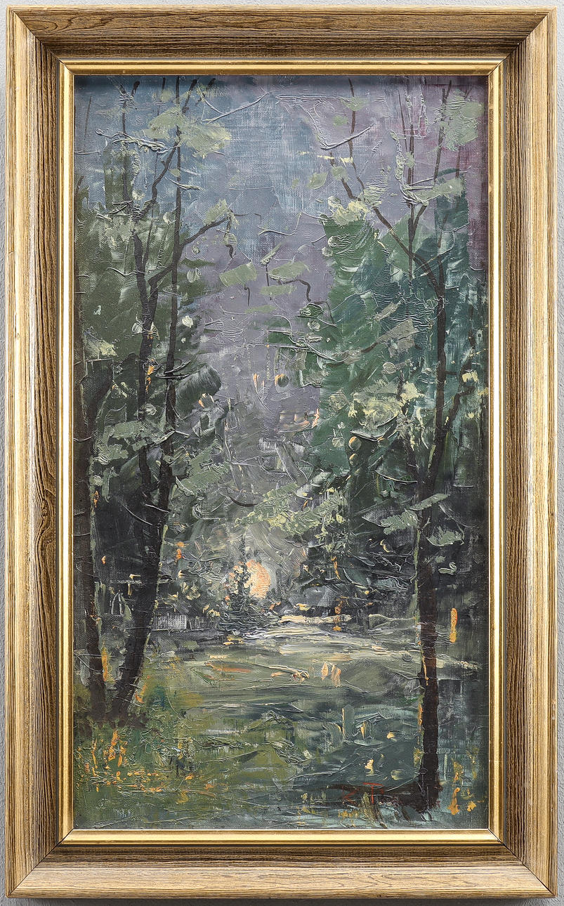 OIDENTIFIERAD KONSTNÄR olja på duk, monogramsignerad.