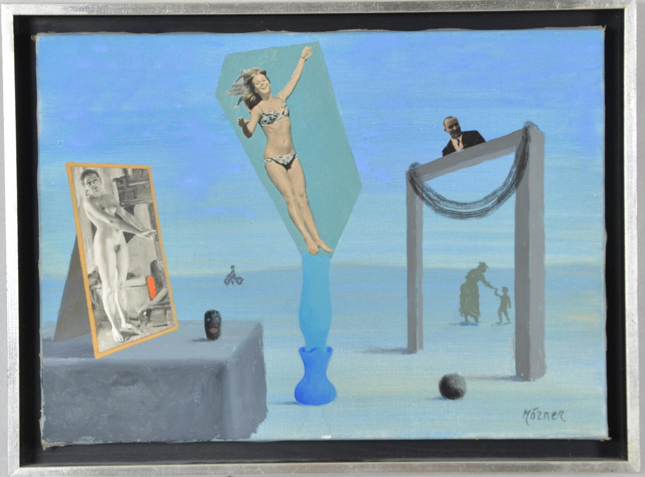 STELLAN MÖRNER. Olja på duk med collage.