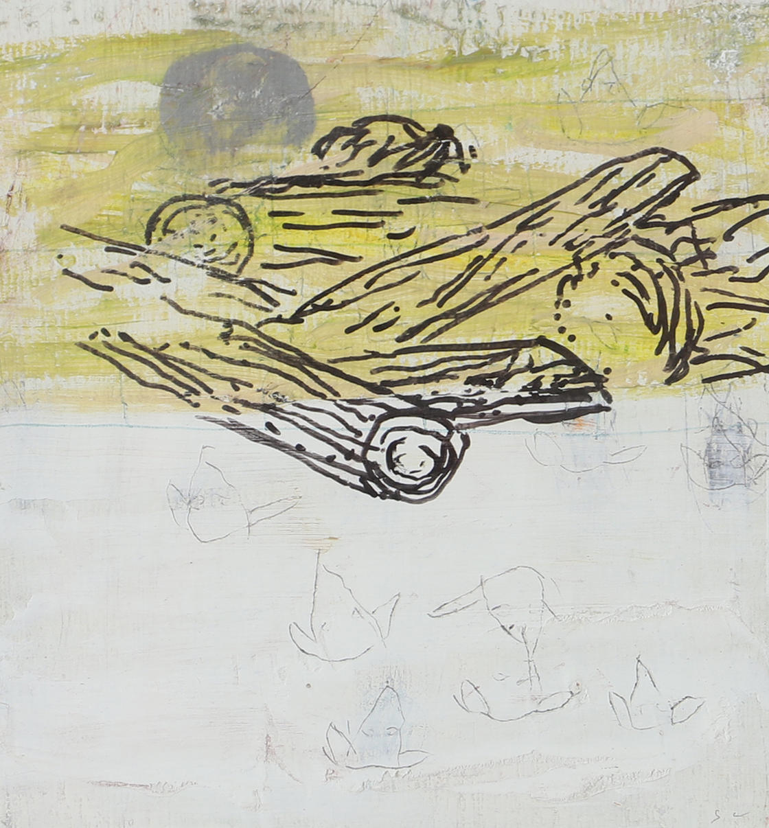 ATTRIBUTED TO STEFAN LUNDGREN. Composition, mixed media, unsigned.