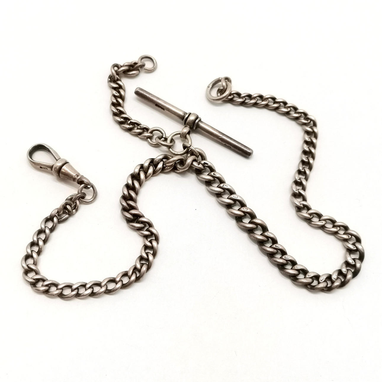 ANTIQUE SILVER DOUBLE ALBERT CHAIN.