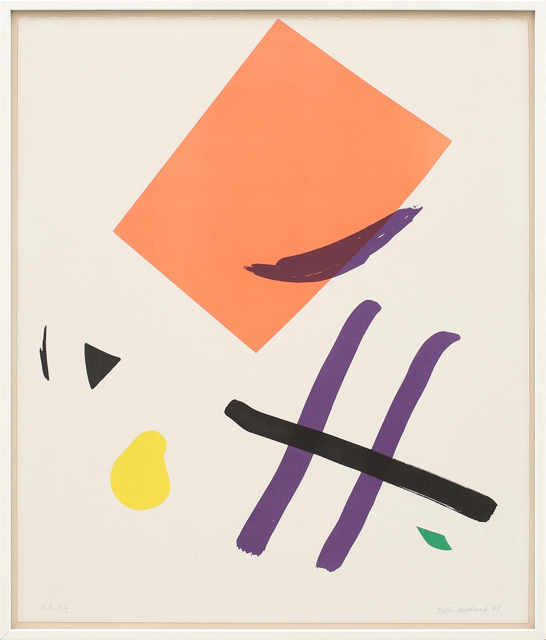 BJÖRN HEDLUND. Komnposition, färgserigrafi nr ea 1/1, signerad och daterad -83.