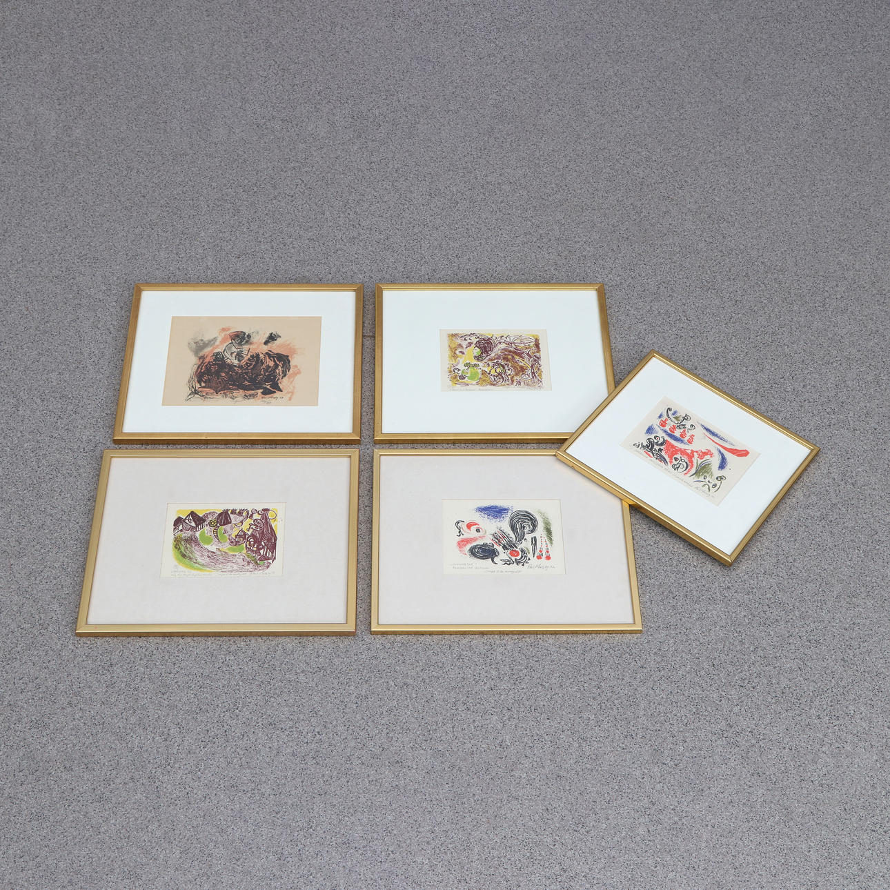 PAUL HOLSBY. LITHOGRAPHS, FIVE PCS. Compositions. Signed.