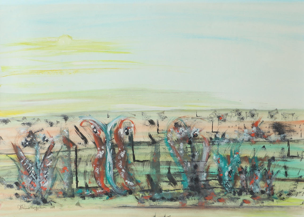 ANTONIO PASQUALINI. Composition, mixed media, signed 1988.