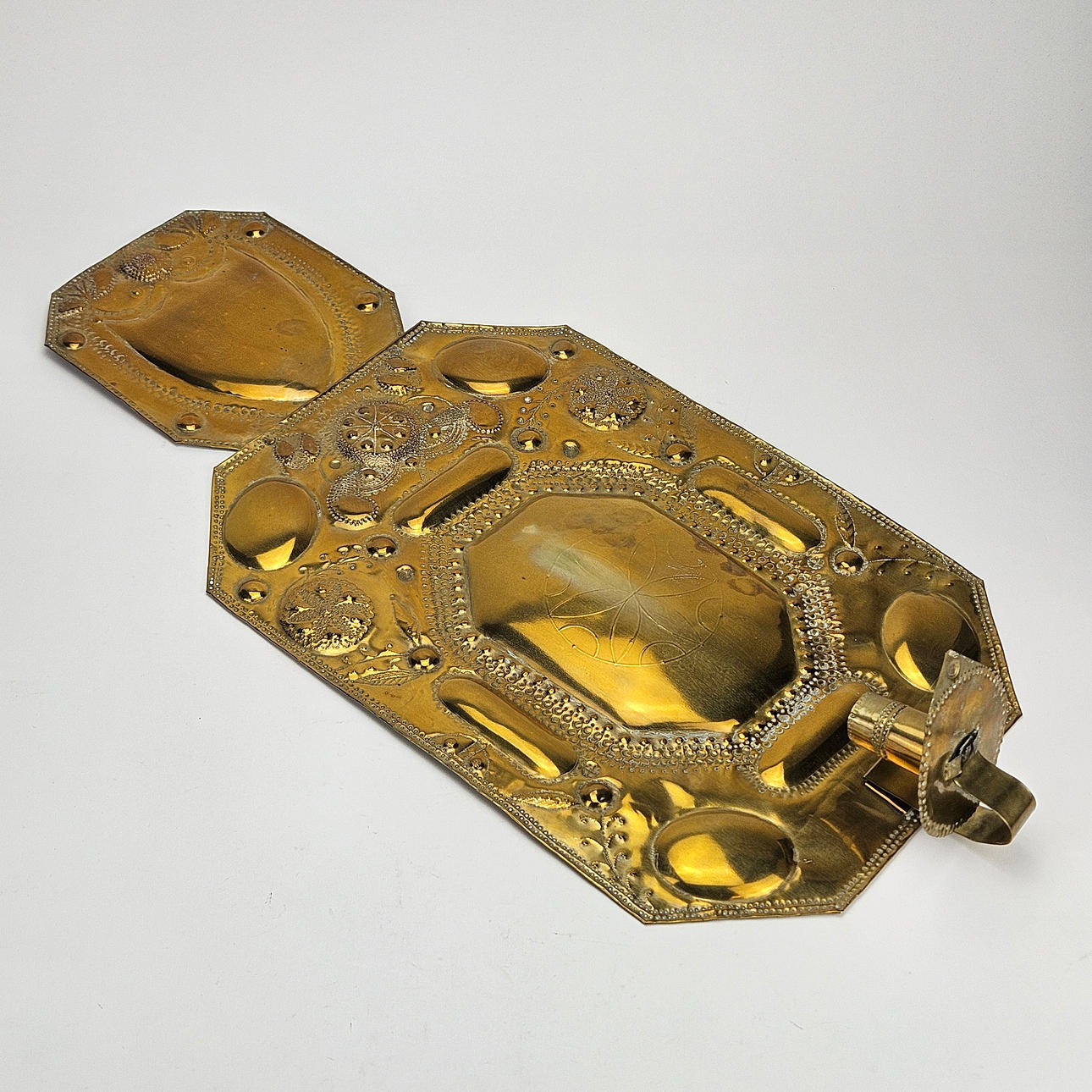 A baroque brass candlestick, 20th century.