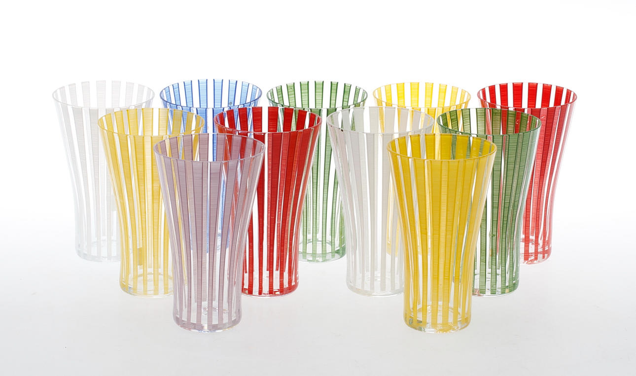 GLAS, 11 st, "Strikt", Bengt Orup, Johansfors, 1950/60-tal.