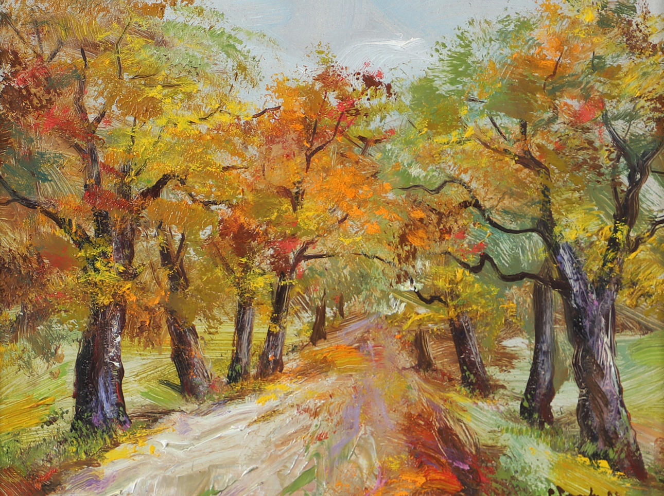 OIDENTIFIERAD KONSTNÄR. Allé, oil on panel, indistinctly signed.