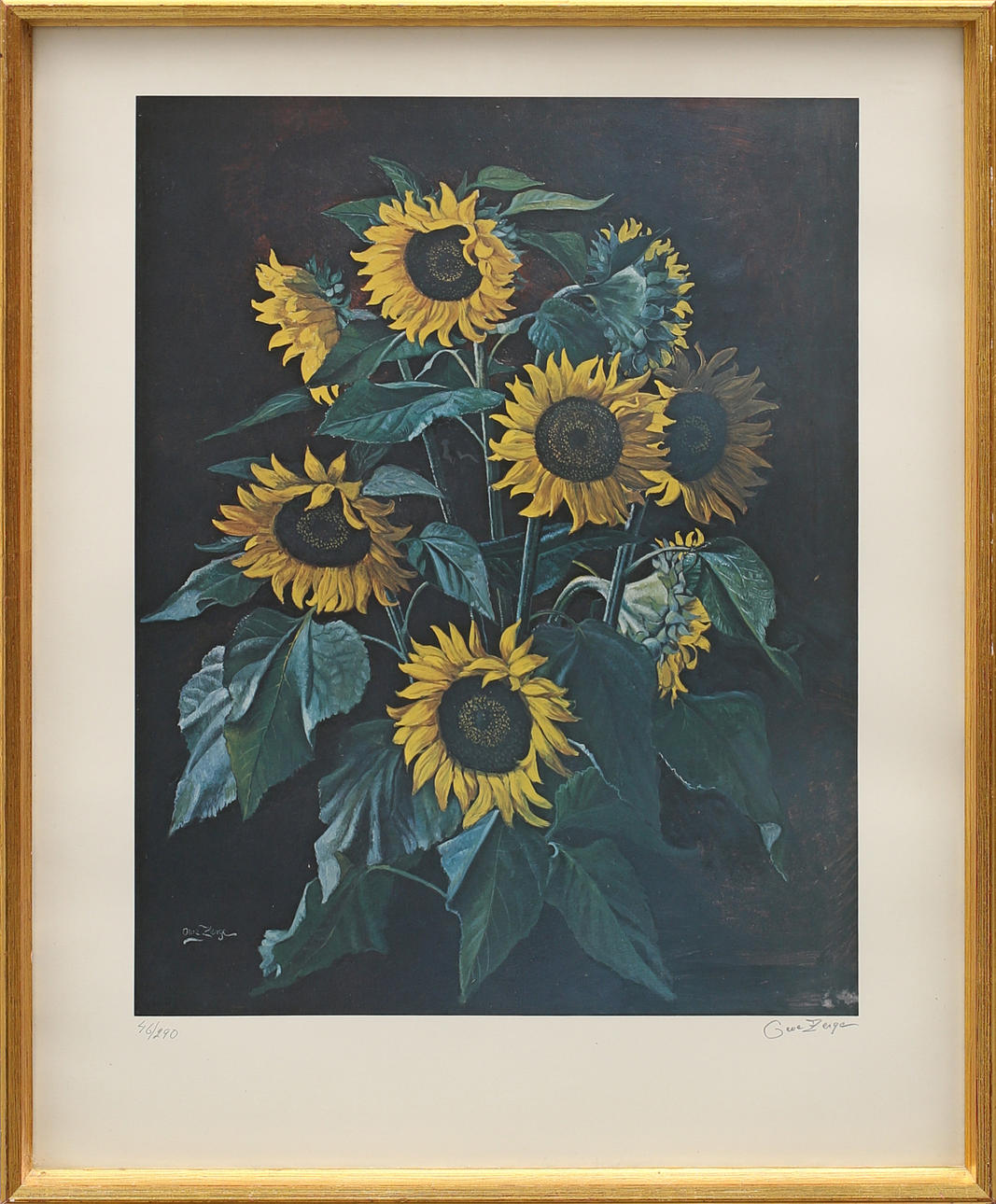 OWE ZERGE. Sunflowers, offset print no. 46/290, sealed.