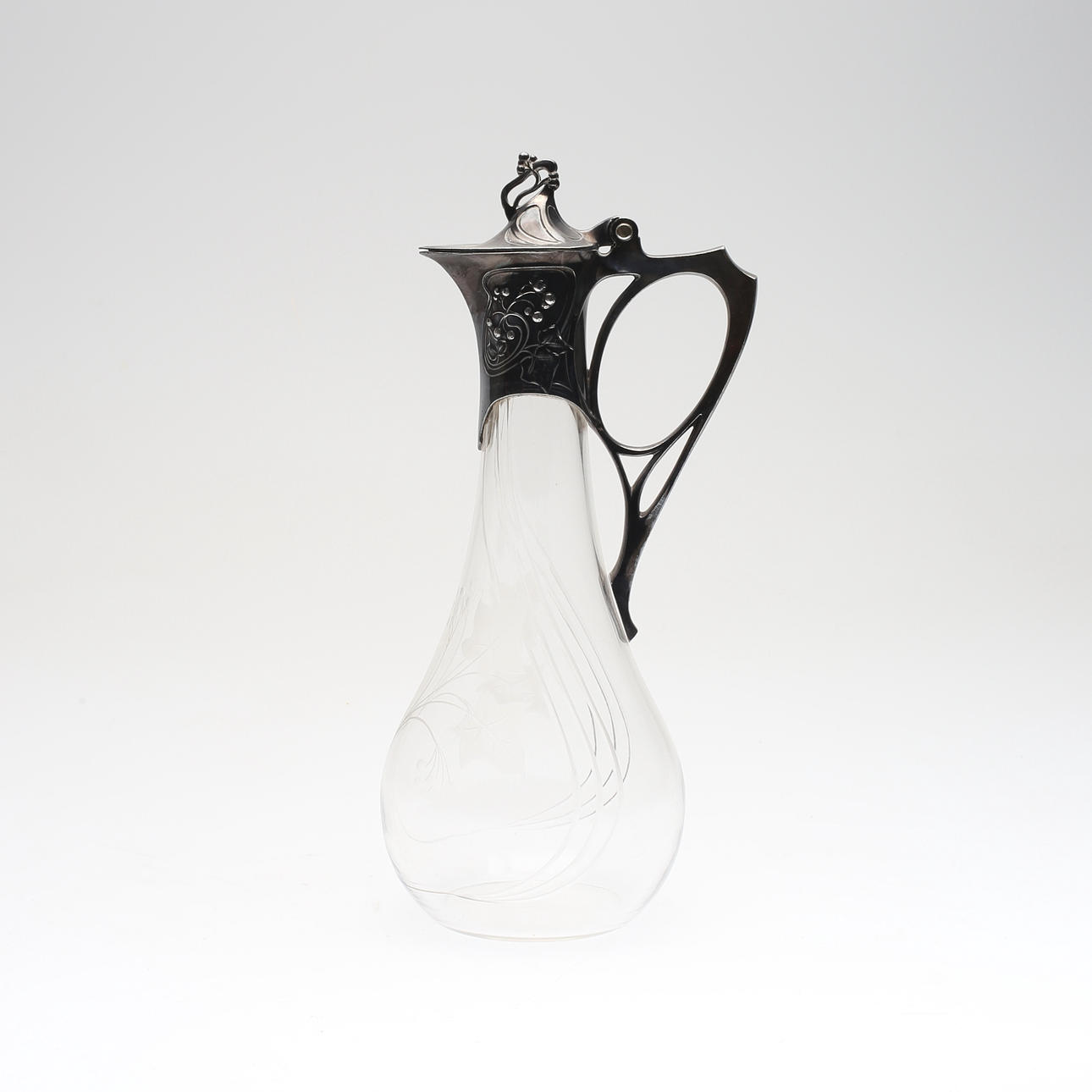 VINKANNA, glas och britanniametall, jugend, WMF (Württembergische metallwarenfabrik), tidigt 1900-tal.