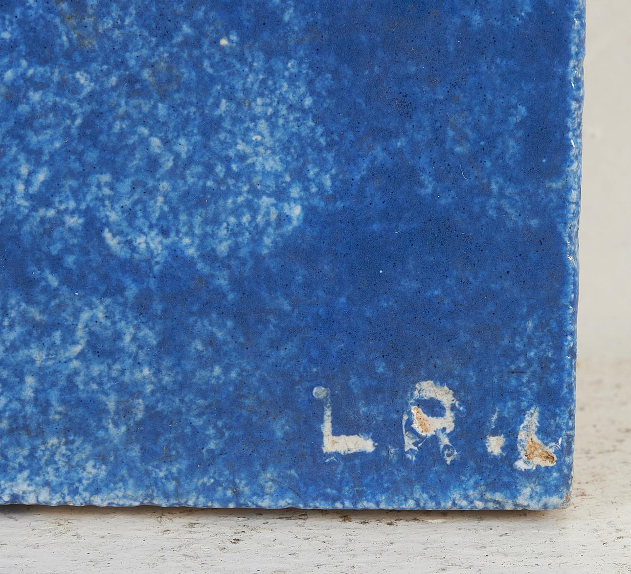 LARS ROLF. Composition in blue and gold, glazed stoneware, monogram ...