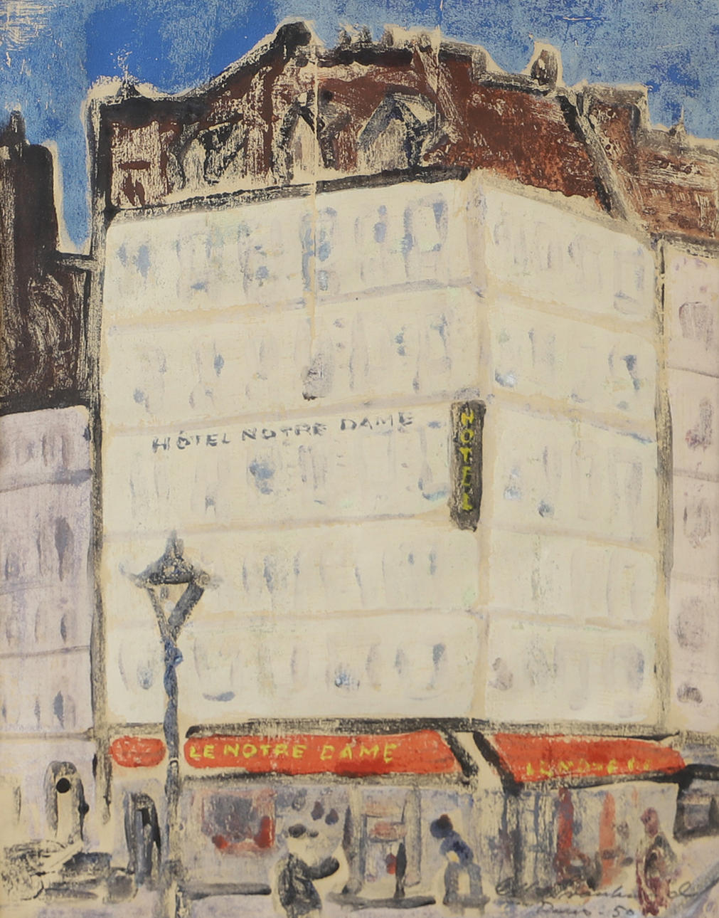 OIDENTIFIERAD KONSTNÄR. Paris motif, drawing, indistinctly signed.