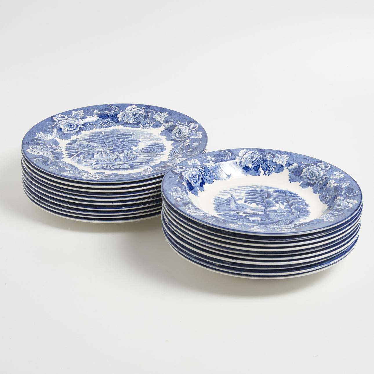 MATSERVISDELAR, 20 delar, "English Scenery", Wodds & Sons, England.