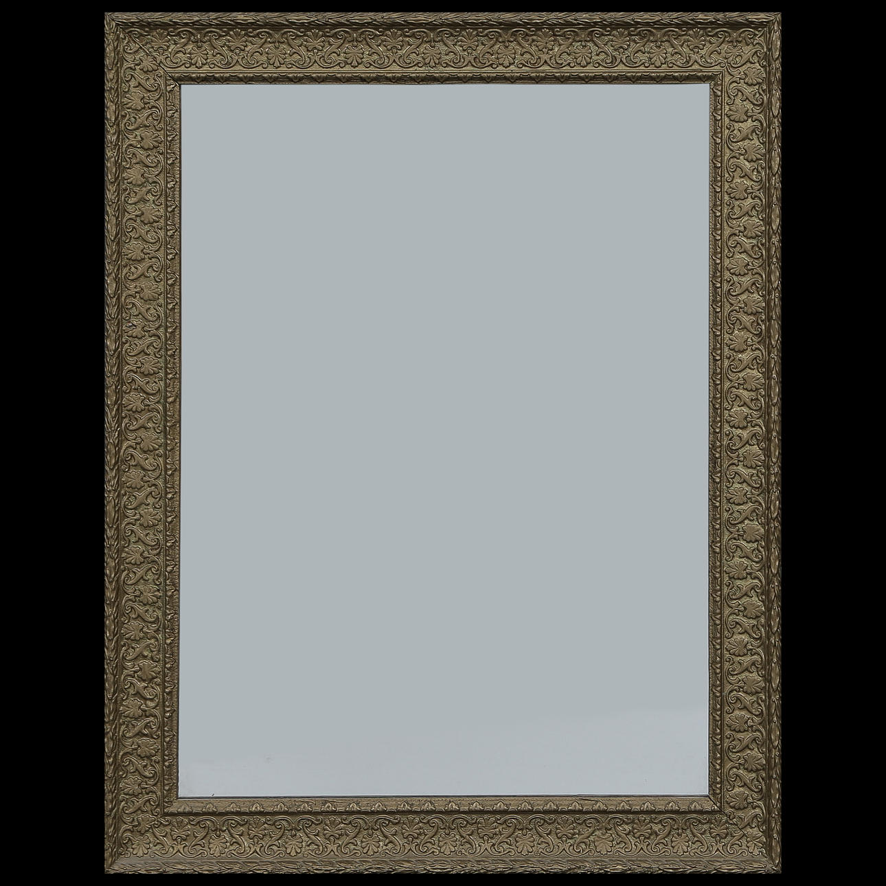 MIRROR, MERCURY GLASS, DECORATED GOLD FRAME.