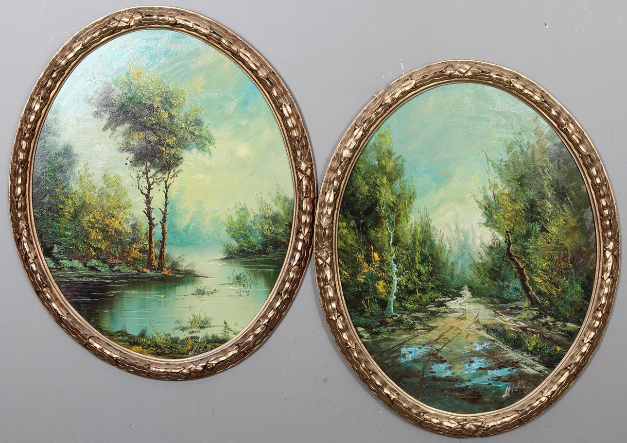 OKÄND KONSTNÄR. Ett par, olja på pannå, signerade.