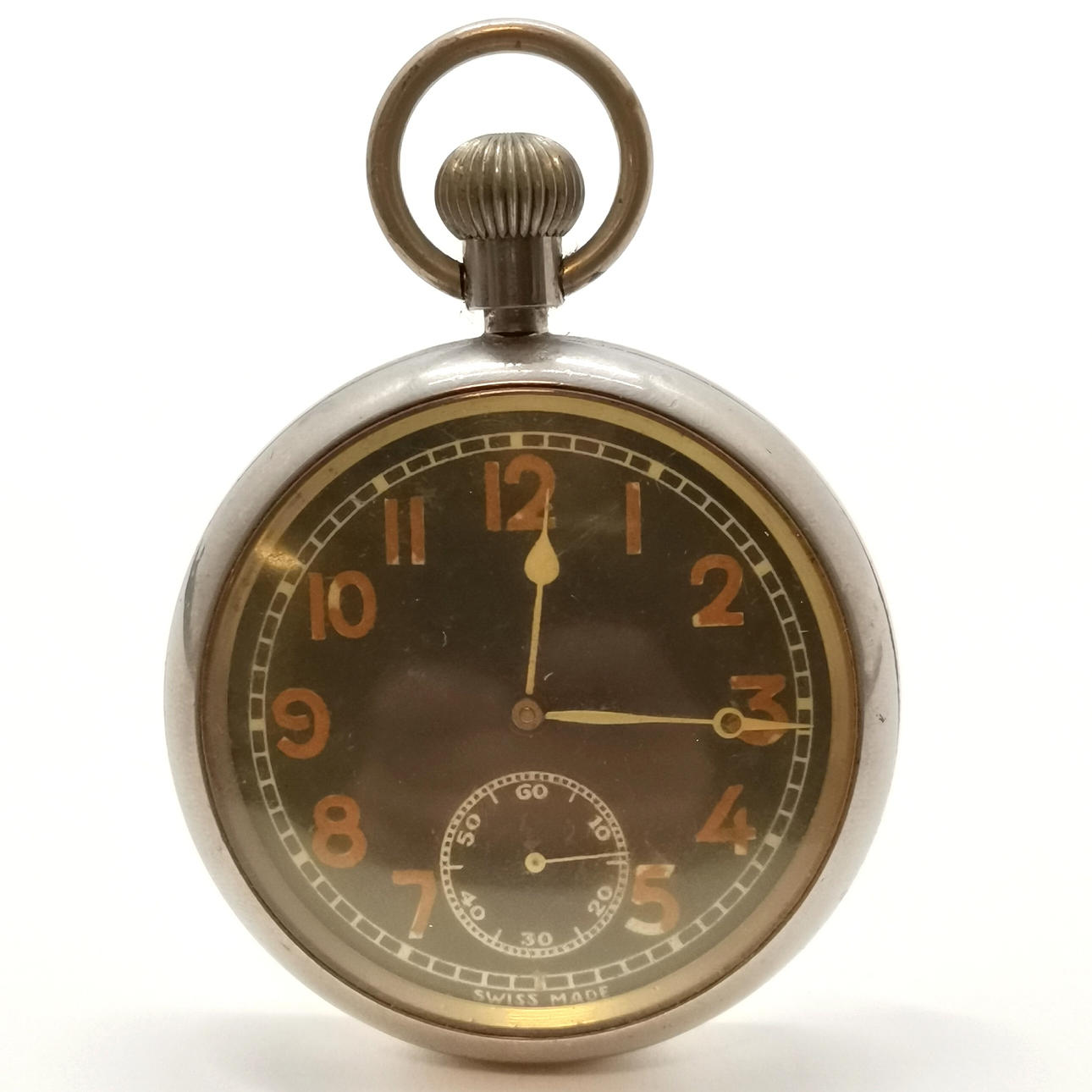 WWII MILITARY MARKED POCKET WATCH.