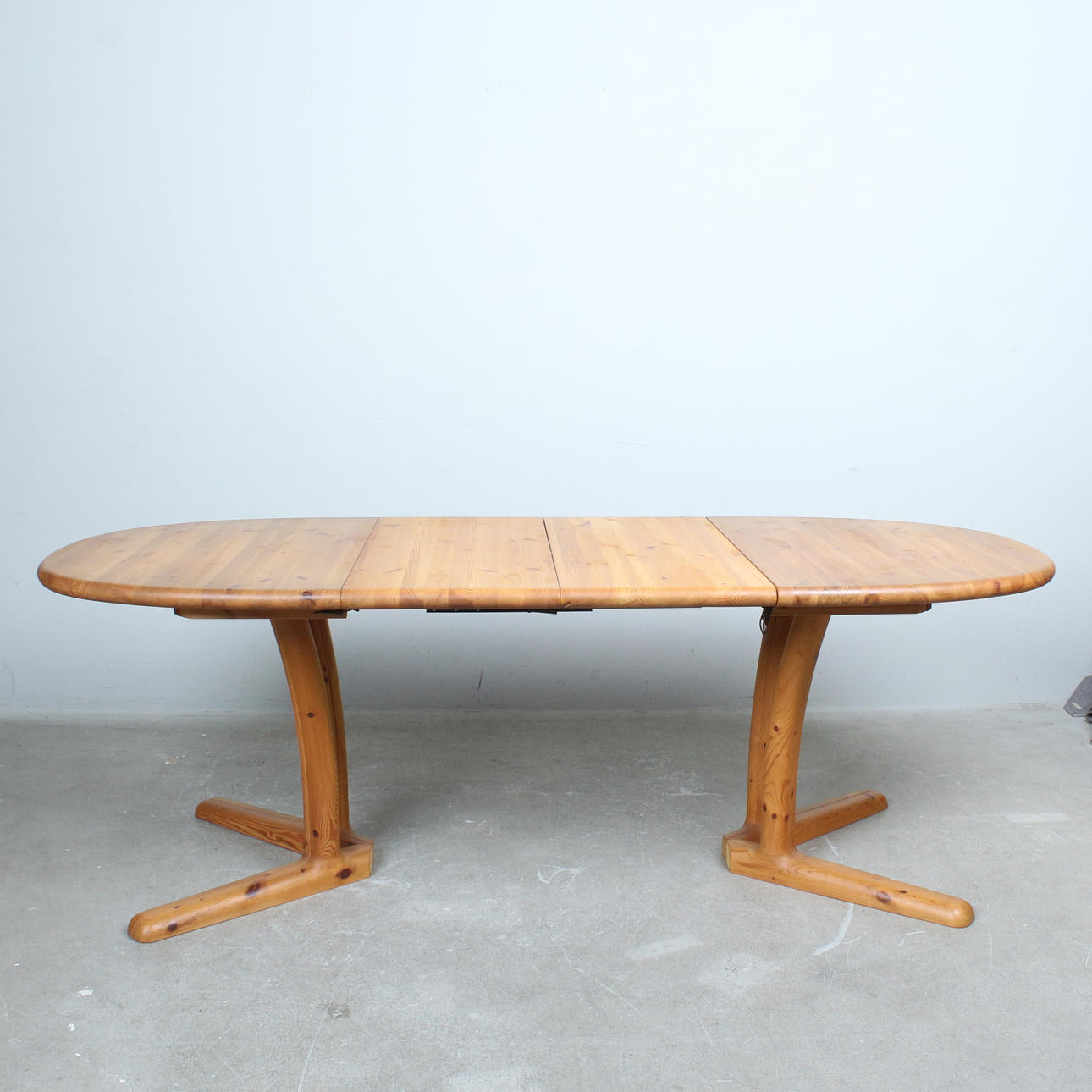 DYRLUND. Oval extendable dining table, pine, 1970s, Denmark.