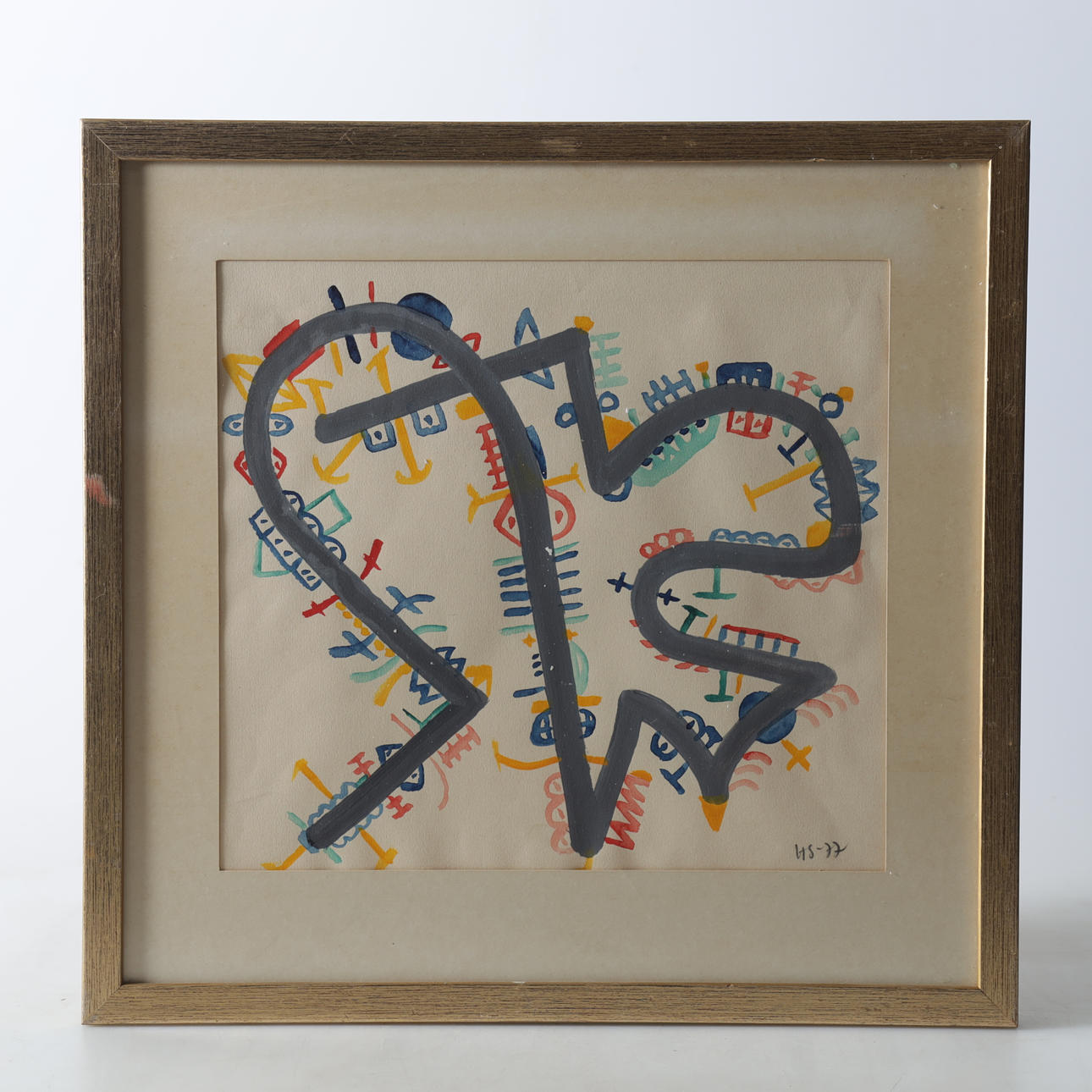 OIDENTIFIERAD KONSTNÄR. Composition, watercolour, signed HS, dated -77.