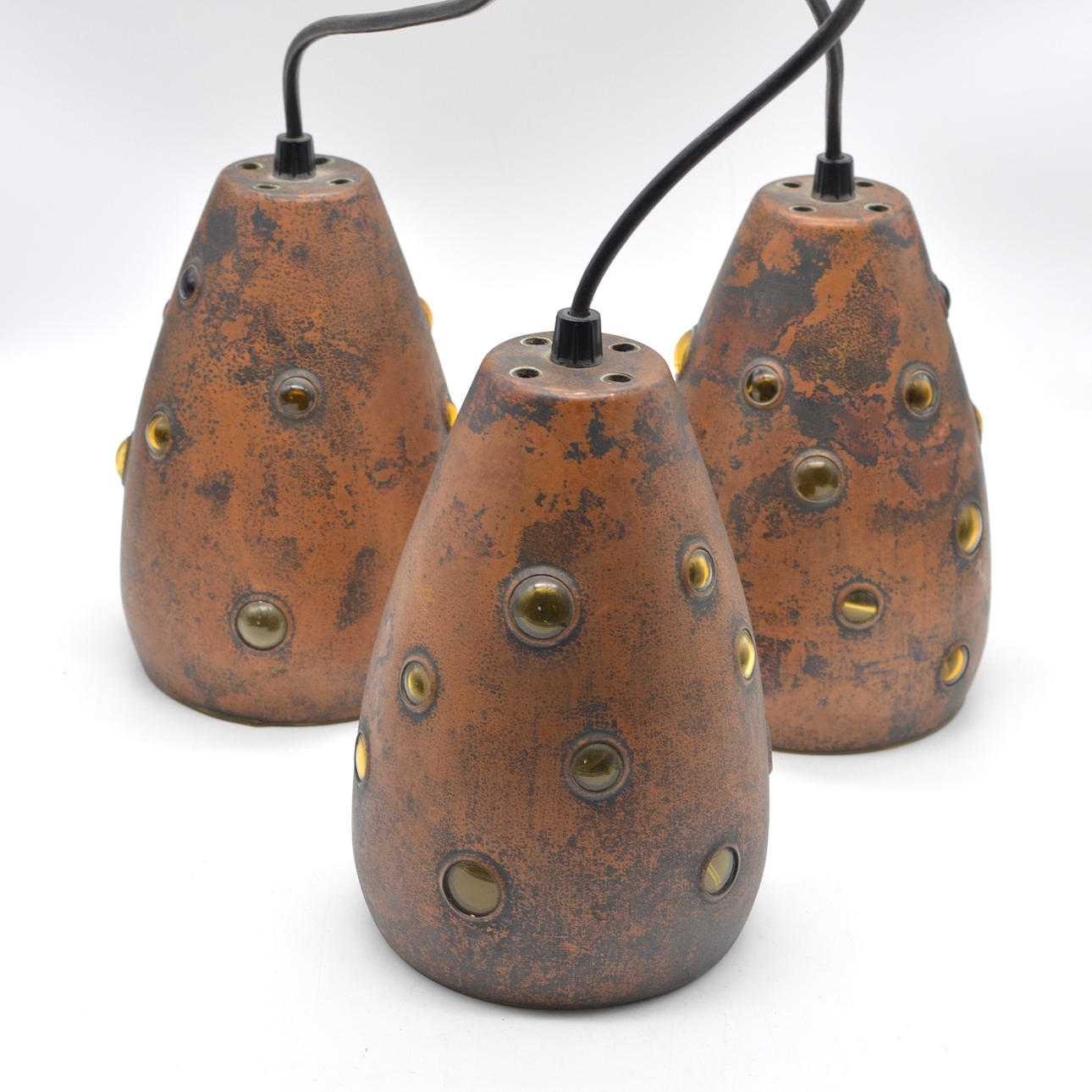 NANNY STILL (1926-2009). DESIGNER TAKLAMPA, TRE LAMPOR, GLAS, FÖR RAAK, HOLLAND (AMSTERDAM), OMKRING 1960.