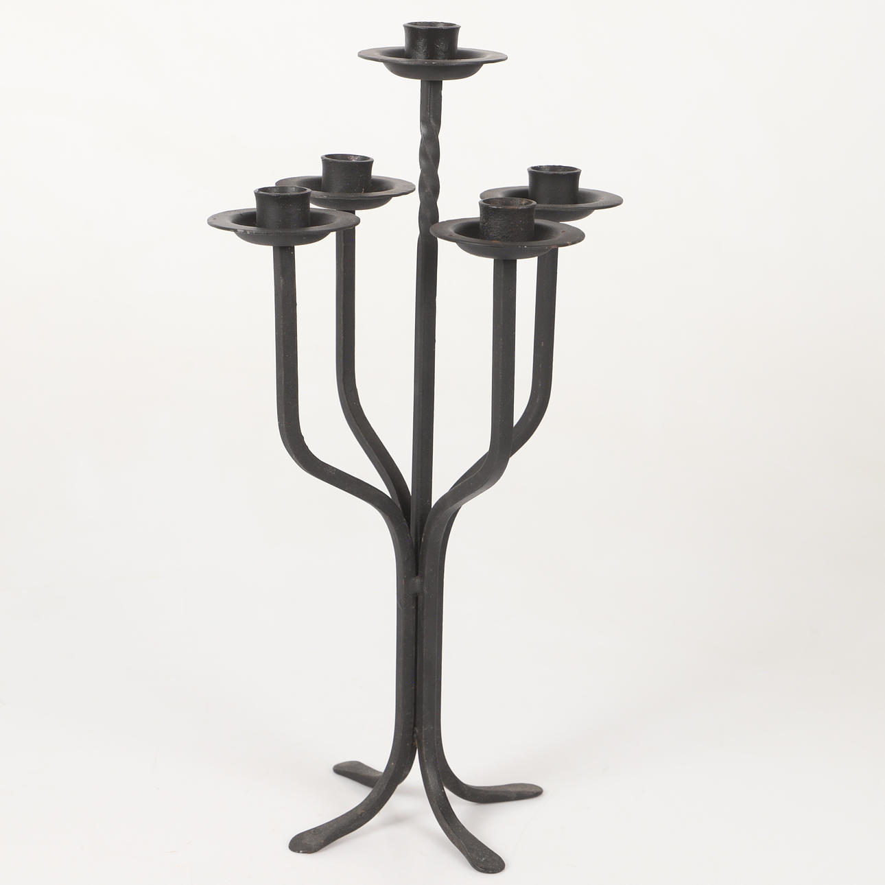 A 5-armed candlestick, wrought, 20th century.