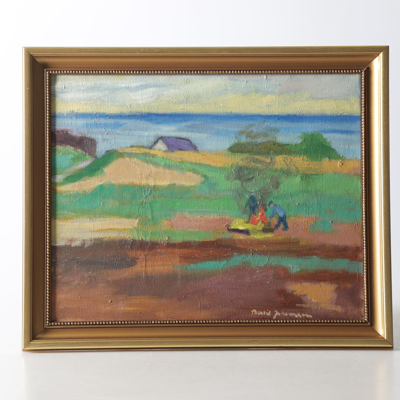 BERTIL JOHANSSON. Bonfire, oil on canvas, signed.