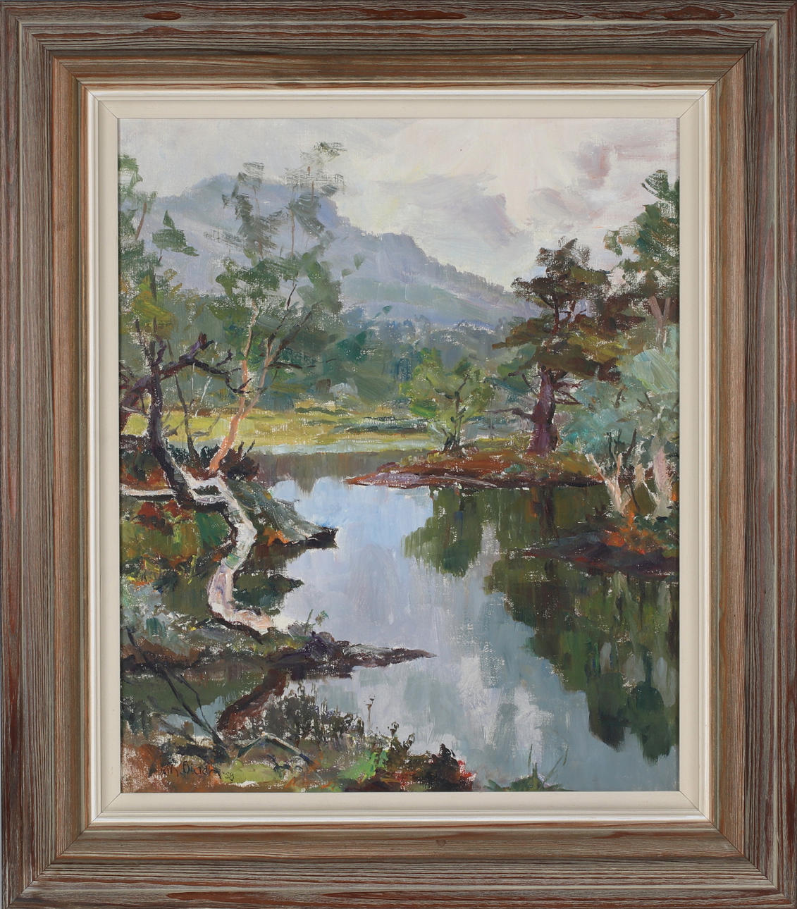 JOHAN BLADH. Landscape with stream, oil on canvas, signed and dated 58.