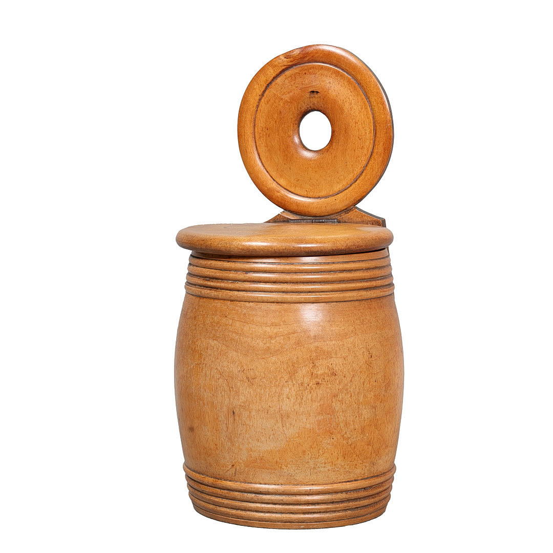 A 19TH CENTURY LARGE TREEN SALT BOX.