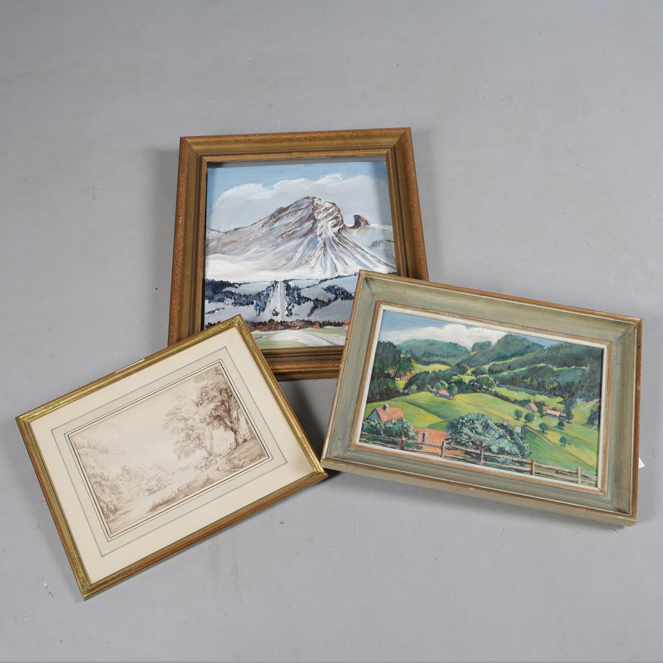 THREE VARIOUS PAINTINGS (3).