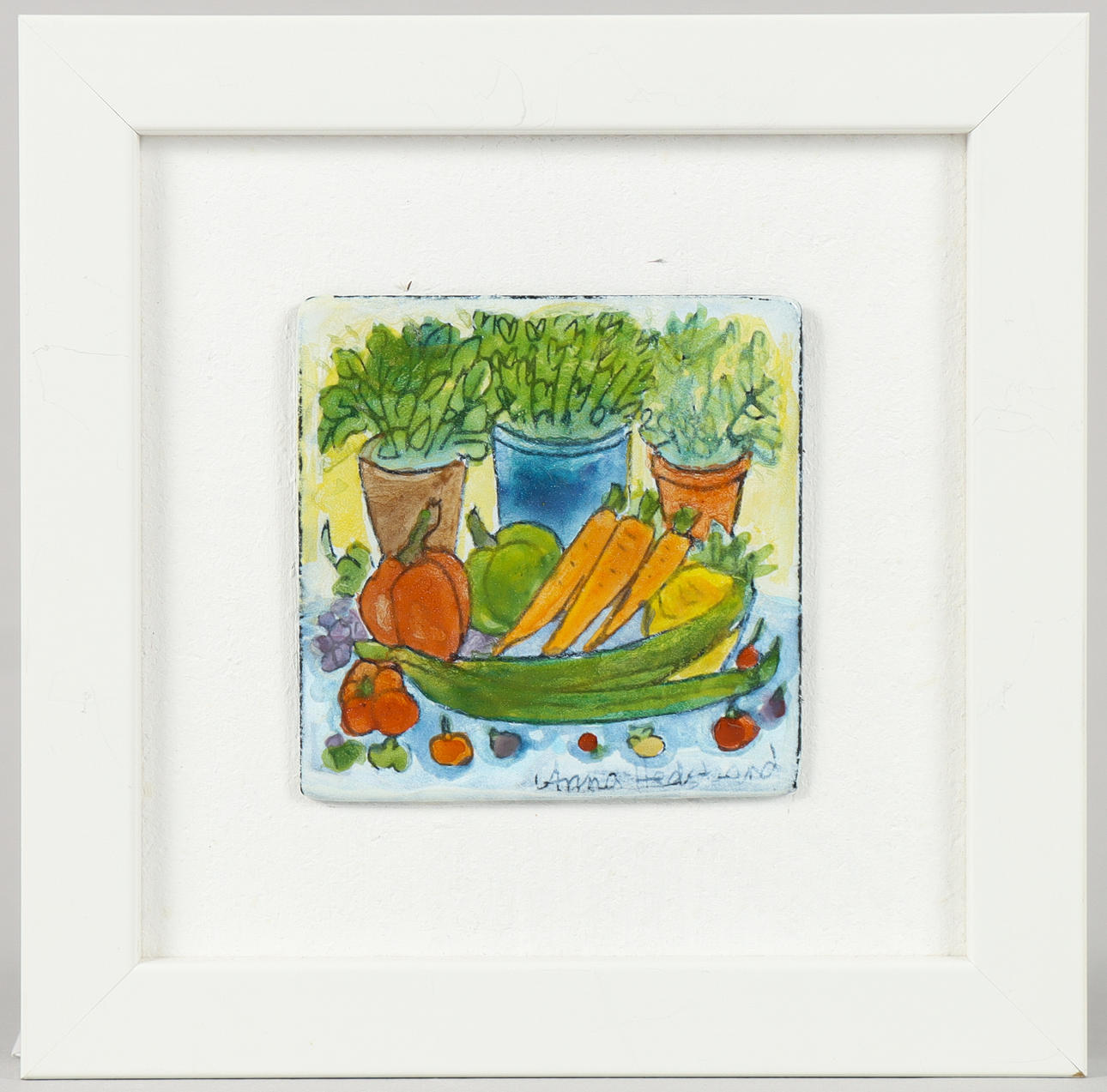 ANNA HEDSTRAND. Enamel board, signed.