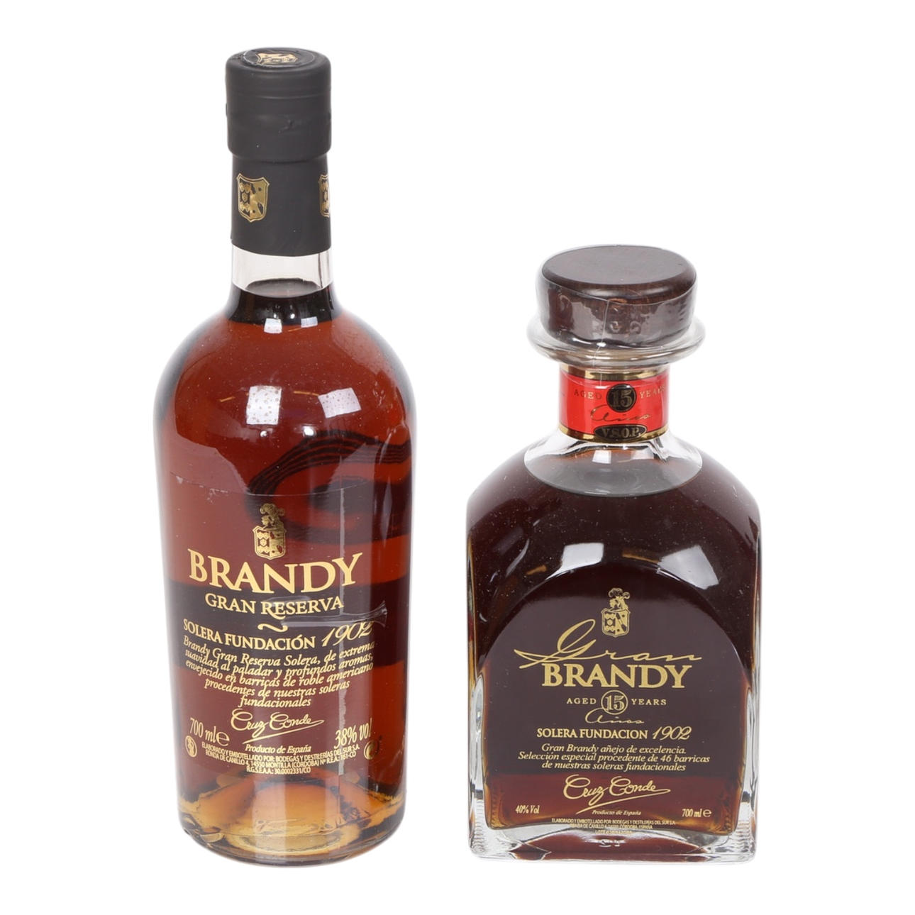 Diez botellas de brandy Cruz Conde, Special Gran Reserva brandy, Solera ...
