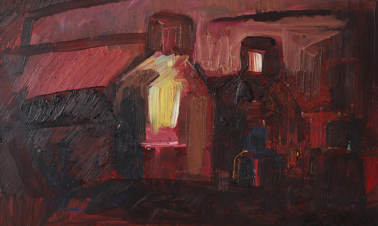 LARS HERDER. Composition, oil on panel, signed.