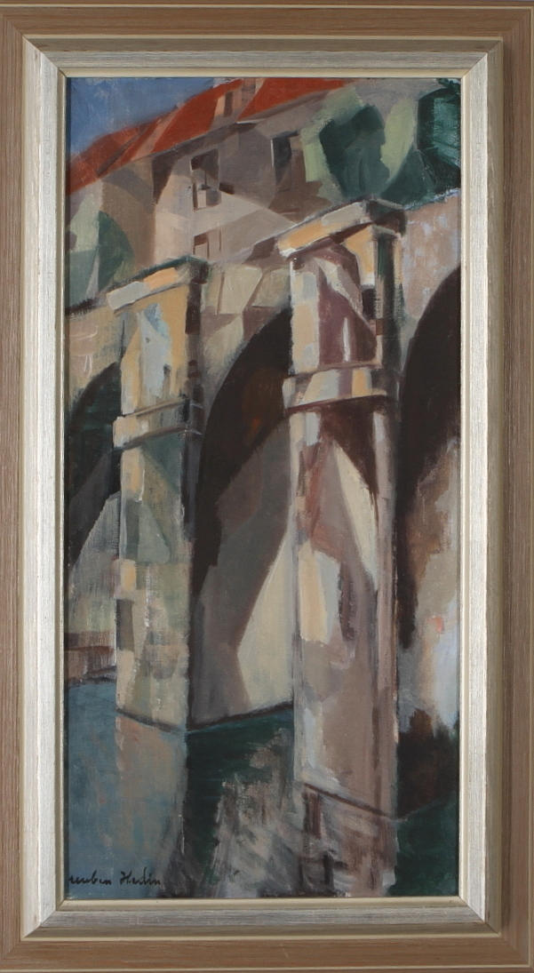 REUBEN HEDIN. Paris bro, olja på pannå, signerad.